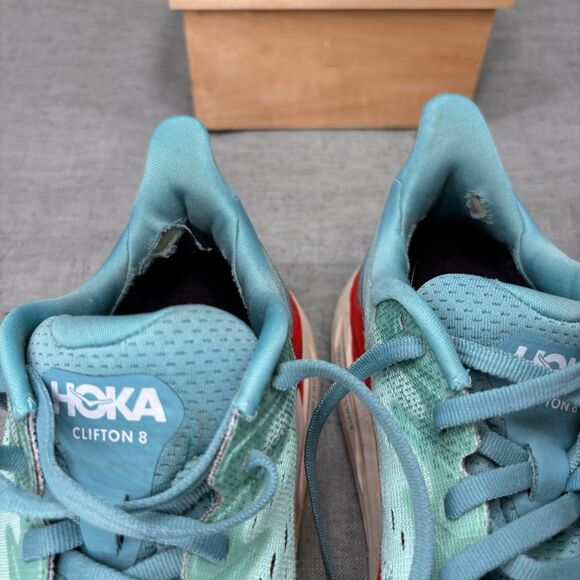 Hoka‎ One One Clifton 8 Shoes Blue & Red Mesh Running Lace Up Women's 7 - Picture 7 of 11